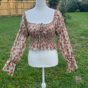 SHEIN Women's Green and Red Crop-top